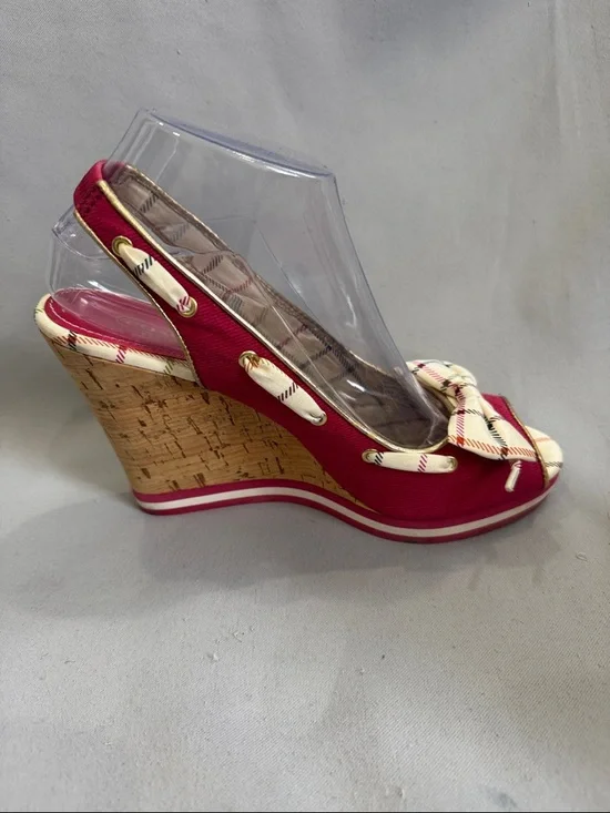✨ Coach “Twirling” Heritage Archive Plaid Bow Cork Wedges | Size 8.5B - Picture 4 of 8